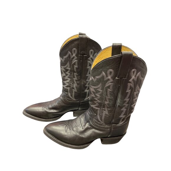 Justin Mens black leather western mid calf boots sz 9.5D SKU 9946 main image 8